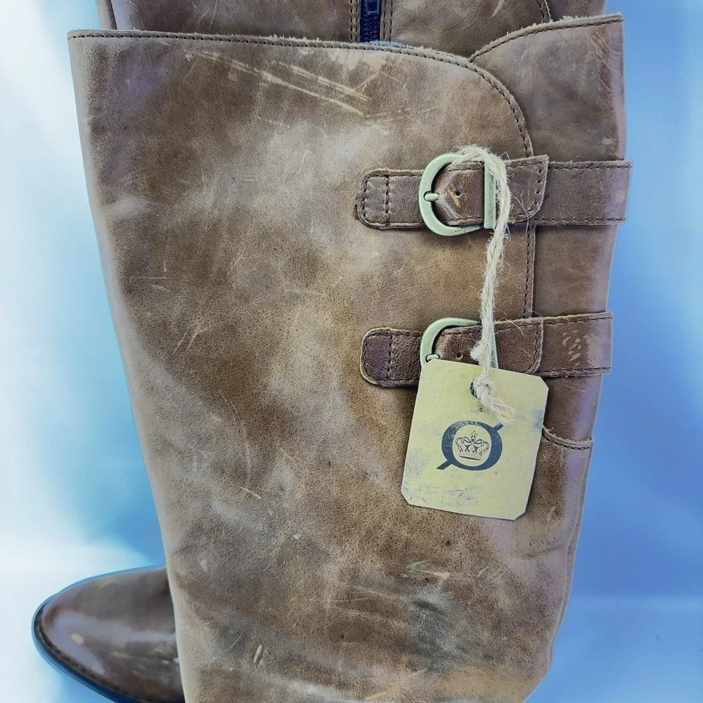 Born Brown Leather Tall Riding Boots Knee High Zip Womens Size 10 M W Tag
